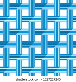 Abstract geometric pattern seamless striped blue and white background.