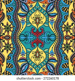 Abstract geometric pattern with seamless texture, tribal ethnic ornamental background. Vector illustration