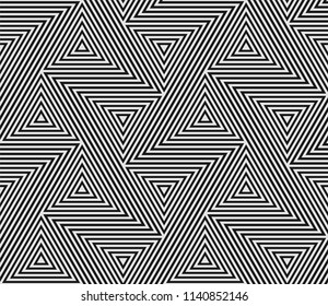 Abstract geometric pattern of seamless triangle mosaic grid lines. Vector Bauhaus trendy modern pattern background