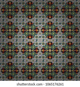 Abstract geometric pattern. Seamless geometric pattern. Vector seamless pattern. Geometric background with rhombus, dots and nodes. Colorful texture. Gray, black and blue background.