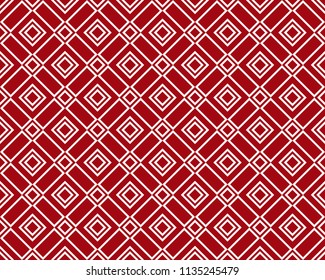 Abstract geometric pattern. A seamless vector background. White and red ornament. Graphic modern pattern. Simple lattice graphic design