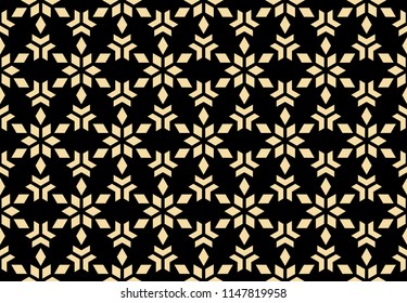 Abstract geometric pattern. A seamless vector background. Gold and black ornament. Graphic modern pattern. Simple lattice graphic design