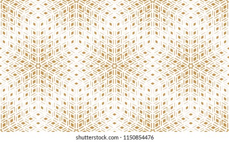 Abstract geometric pattern. Seamless vector background. White and gold halftone. Graphic modern pattern. Simple lattice graphic design