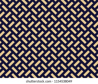 Abstract geometric pattern. A seamless vector background. Gold and dark blue ornament. Graphic modern pattern. Simple lattice graphic design