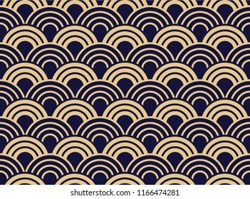 Abstract geometric pattern. A seamless vector background. Dark blue and gold ornament. Graphic modern pattern. Simple lattice graphic design