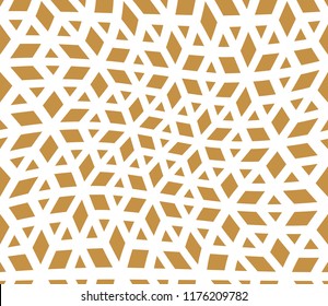 Abstract geometric pattern. A seamless vector background. White and gold ornament. Graphic modern pattern. Simple lattice graphic design