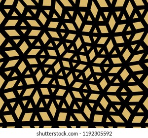 Abstract geometric pattern. A seamless vector background. Gold and black ornament. Graphic modern pattern. Simple lattice graphic design