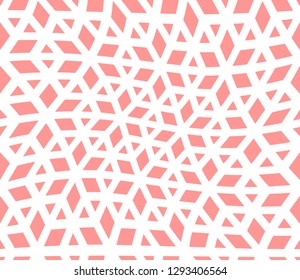 Abstract geometric pattern. A seamless vector background. White and pink ornament. Graphic modern pattern. Simple lattice graphic design