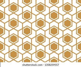 Abstract geometric pattern. A seamless vector background. White and gold ornament. Graphic modern pattern. Simple lattice graphic design