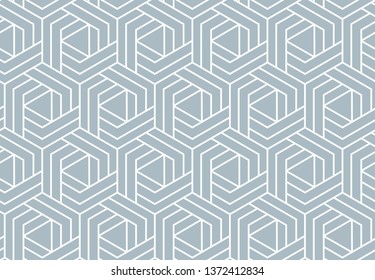 Abstract geometric pattern. A seamless vector background. White and blue ornament. Graphic modern pattern. Simple lattice graphic design