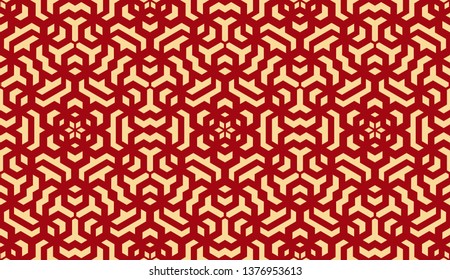 Abstract geometric pattern. A seamless vector background. Gold and red ornament. Graphic modern pattern. Simple lattice graphic design