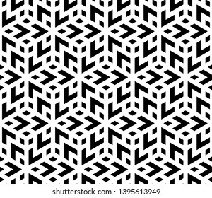 Abstract geometric pattern. A seamless vector background. White and black ornament. Graphic modern pattern. Simple lattice graphic design