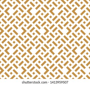 Abstract geometric pattern. A seamless vector background. White and gold ornament. Graphic modern pattern. Simple lattice graphic design