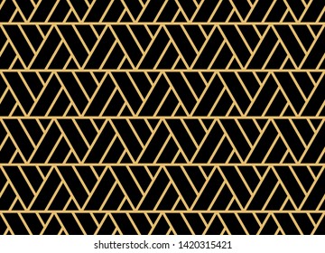 Abstract geometric pattern. A seamless vector background. Gold and black ornament. Graphic modern pattern. Simple lattice graphic design