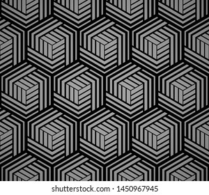 Abstract geometric pattern. A seamless vector background. Black and grey ornament. Graphic modern pattern. Simple lattice graphic design