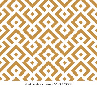 Abstract geometric pattern. A seamless vector background. White and gold ornament. Graphic modern pattern. Simple lattice graphic design