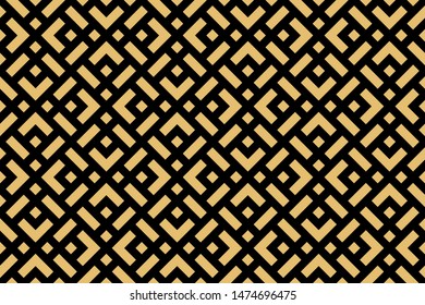 Abstract geometric pattern. A seamless vector background. Gold and black ornament. Graphic modern pattern. Simple lattice graphic design