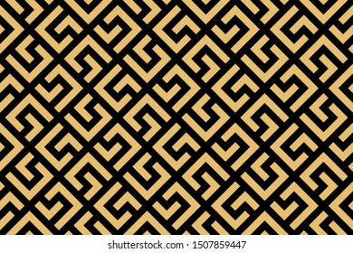 Abstract geometric pattern. A seamless vector background. Gold and black ornament. Graphic modern pattern. Simple lattice graphic design