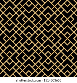 Abstract geometric pattern. A seamless vector background. Black and gold ornament. Graphic modern pattern. Simple lattice graphic design