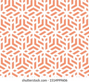 Abstract geometric pattern. A seamless vector background. White and pink ornament. Graphic modern pattern. Simple lattice graphic design