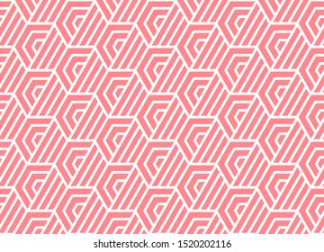 Abstract geometric pattern. A seamless vector background. White and pink ornament. Graphic modern pattern. Simple lattice graphic design