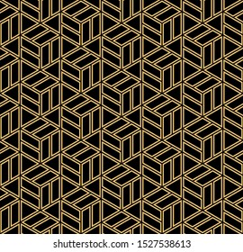 Abstract geometric pattern. A seamless vector background. Gold and black ornament. Graphic modern pattern. Simple lattice graphic design