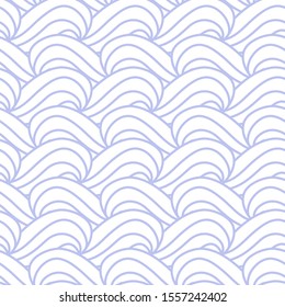 Abstract geometric pattern. Seamless vector print with white waves. Template for textile design, cards, gift wrappings and other decorations.
