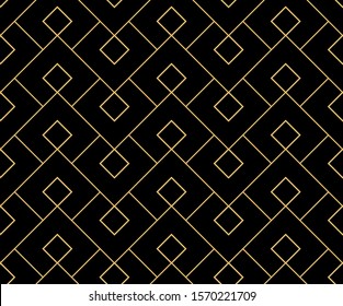 Abstract geometric pattern. A seamless vector background. Gold and black ornament. Graphic modern pattern. Simple lattice graphic design