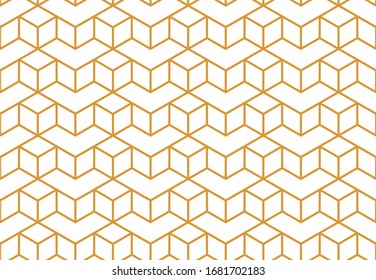 Abstract geometric pattern. A seamless vector background. White and gold ornament. Graphic modern pattern. Simple lattice graphic design