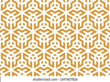 Abstract geometric pattern. A seamless vector background. White and gold ornament. Graphic modern pattern. Simple lattice graphic design
