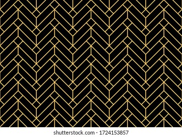 Abstract geometric pattern. A seamless vector background. Gold and black ornament. Graphic modern pattern. Simple lattice graphic design