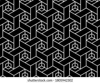 Abstract geometric pattern. A seamless vector background. White and black ornament. Graphic modern pattern. Simple lattice graphic design