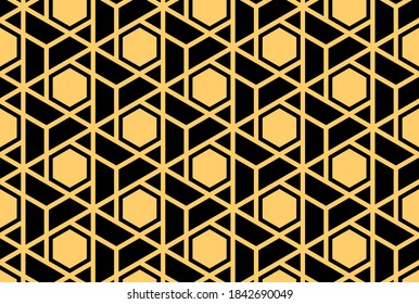 Abstract geometric pattern. A seamless vector background. Gold and black ornament. Graphic modern pattern. Simple lattice graphic design
