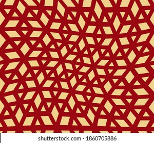 Abstract geometric pattern. A seamless vector background. Red and gold ornament. Graphic modern pattern. Simple lattice graphic design