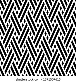 Abstraktes geometrisches Muster. Ein nahtloser Vektorhintergrund. Weiße und schwarze Ornamente. Grafisches modernes Muster. Einfache Gittergrafik-Gestaltung