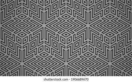 Abstract geometric pattern. A seamless vector background. Black and gray ornament. Graphic modern pattern. Simple lattice graphic design
