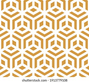 Abstract geometric pattern. A seamless vector background. White and gold ornament. Graphic modern pattern. Simple lattice graphic design