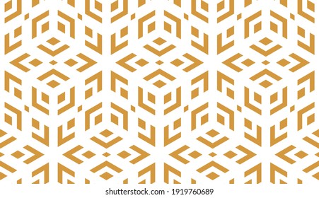 Abstract geometric pattern. A seamless vector background. White and gold ornament. Graphic modern pattern. Simple lattice graphic design