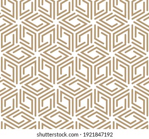 Abstract geometric pattern. A seamless vector background. White and beige ornament. Graphic modern pattern. Simple lattice graphic design