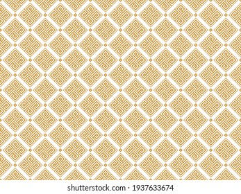 Abstract geometric pattern. A seamless vector background. White and gold ornament. Graphic modern pattern. Simple lattice graphic design