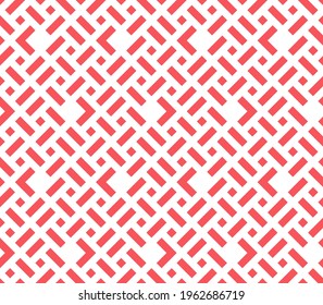 Abstract geometric pattern. A seamless vector background. White and pink ornament. Graphic modern pattern. Simple lattice graphic design