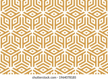 Abstract geometric pattern. A seamless vector background. White and gold ornament. Graphic modern pattern. Simple lattice graphic design