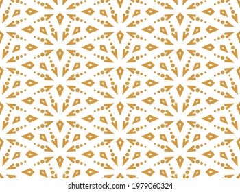 Abstract geometric pattern. A seamless vector background. White and gold ornament. Graphic modern pattern. Simple lattice graphic design