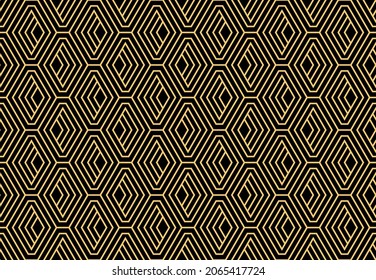 Abstract geometric pattern. A seamless vector background. Gold and black ornament. Graphic modern pattern. Simple lattice graphic design