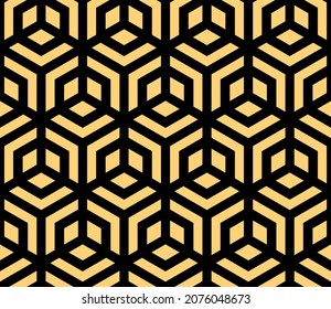 Abstract geometric pattern. A seamless vector background. Gold and black ornament. Graphic modern pattern. Simple lattice graphic design