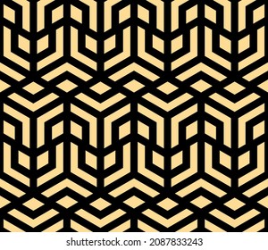 Abstract geometric pattern. A seamless vector background. Gold and black ornament. Graphic modern pattern. Simple lattice graphic design