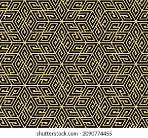 Abstract geometric pattern. A seamless vector background. Gold and black ornament. Graphic modern pattern. Simple lattice graphic design