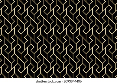 Abstract geometric pattern. A seamless vector background. Gold and black ornament. Graphic modern pattern. Simple lattice graphic design