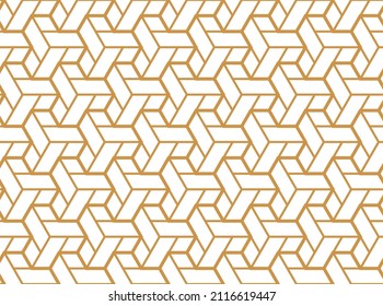 Abstract geometric pattern. A seamless vector background. White and gold ornament. Graphic modern pattern. Simple lattice graphic design