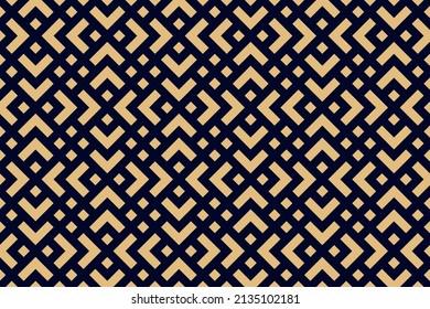 Abstract geometric pattern. A seamless vector background. Gold and dark blue ornament. Graphic modern pattern. Simple lattice graphic design